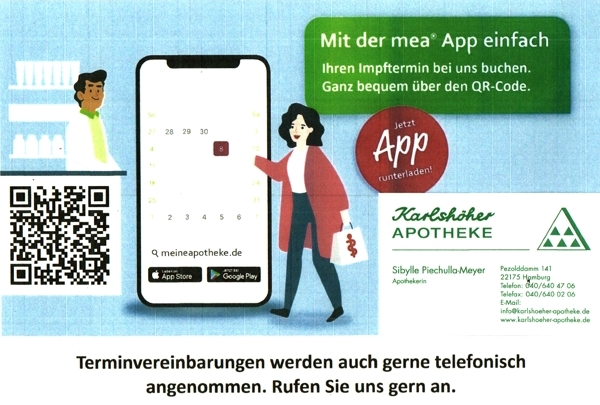 Impfterminvergabe mea Grafik-Collage Impfterminvergabe mit Hinweisen zur Terminbuchung